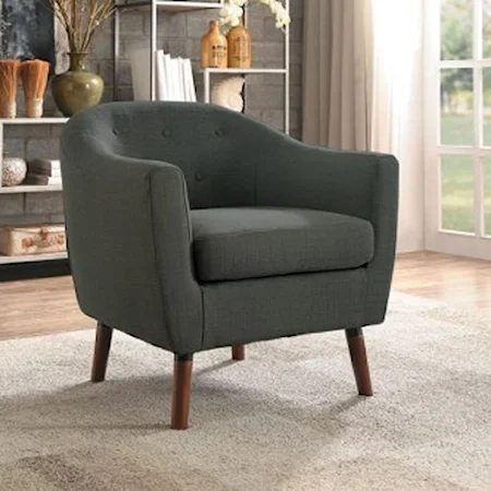 Mid-Century Modern Accent Chair with Tufted Seatback
